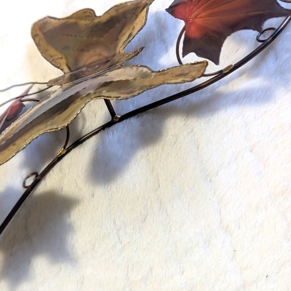 Artisan Made Brass and Copper Butterfly and Maple Leaf Wall Sculpture Art/Decor - Picture 3 of 11